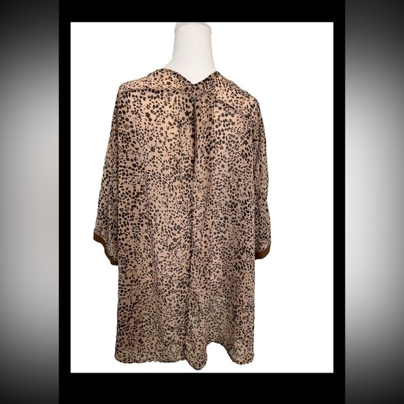 Free People Intimately Free Open Front Semi Sheer Tan Brown Top Oversized Small - Picture 3 of 6